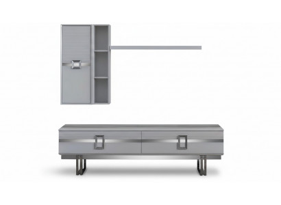 Modern Wohnwand Wohnzimmer Besteet aus 4 Deeler an Exklusiv Wäiss Wohnwänn.