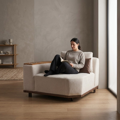 Béiges Modulsofa Designer Ecksofaen Wunnzëmmer Luxus Polstersofaen