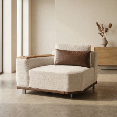 Béiges Modulsofa Designer Ecksofaen Wunnzëmmer Luxus Polstersofaen