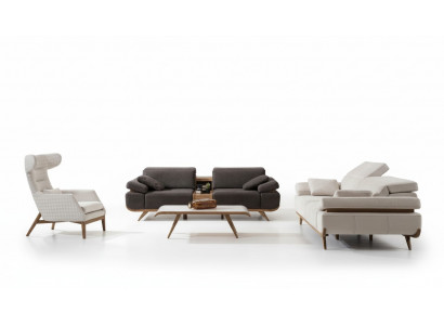Zwee Faarweg Wunnzëmmer Sofagarnitur Modern 3+2 Sëtz Luxus Fotell