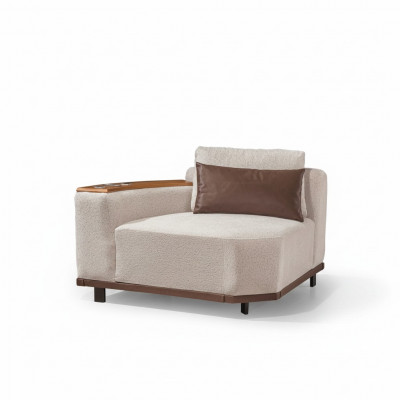 Exklusivt beiges Eckssofa an L-Form Wunnenzëmmer Eckcouch Polstersofa Nei