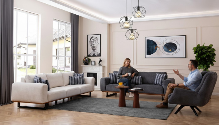Design Sofa Garnitur Wunnzëmmer Set Modern Garnituren 4+3+1 Sëtz 3tlg.