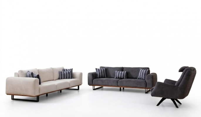 Design Sofa Garnitur Wunnzëmmer Set Modern Garnituren 4+3+1 Sëtz 3tlg.