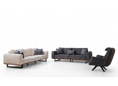 Design Sofa Garnitur Wunnzëmmer Set Modern Garnituren 4+3+1 Sëtz 3tlg.
