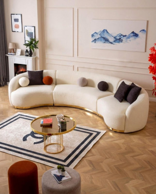 Designer Ronn Sofa Wäiss Eckgarnitur Modern Miwwelen am Wunnzëmmer Luxus