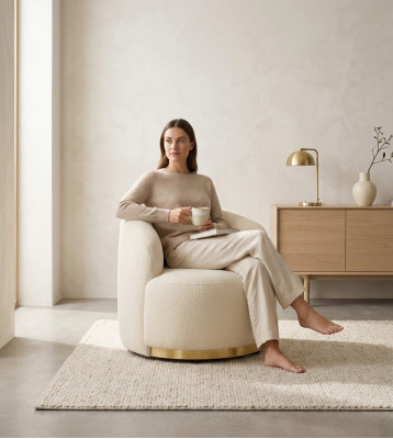 Sessel Modern Wäiss Wunnzëmmer Textil Luxus Design Lounge Club Einsëtzer
