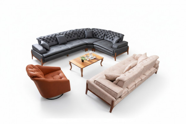 Wunnenzëmmer Set Sofagarnitur 3+1 Ecksofa L-Form Eckgarnitur Eckcouch Couch 3tlg.