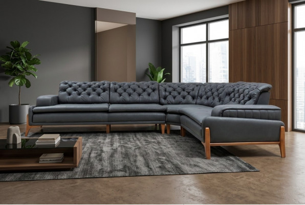 Luxus Ecksofa L-Form mat Musekssystem Modern gro Polstermöbel Konschtlieder