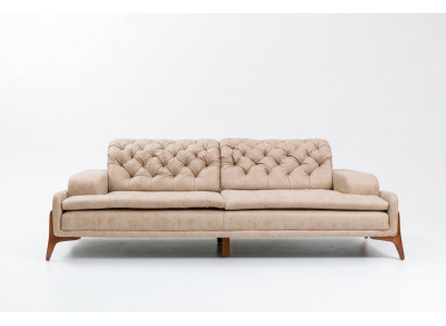 Modern Sofa 3 - Sëtzer Designer Beige Faarf Stil 240 cm Wunnzëmmer Beige Sofas