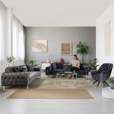 Designer Wunnzëmmer Set Sofagarnitur 3+3+1 Sëtzmöbel Garnituren 3tlg.