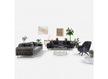 Designer Wunnzëmmer Set Sofagarnitur 3+3+1 Sëtzmöbel Garnituren 3tlg.