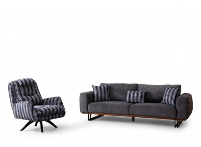 Wunnzëmmer Set Designer Canapé-Garnitur 4+1 Sëtz-Garnitur Couch Möbel 2 Deeler.