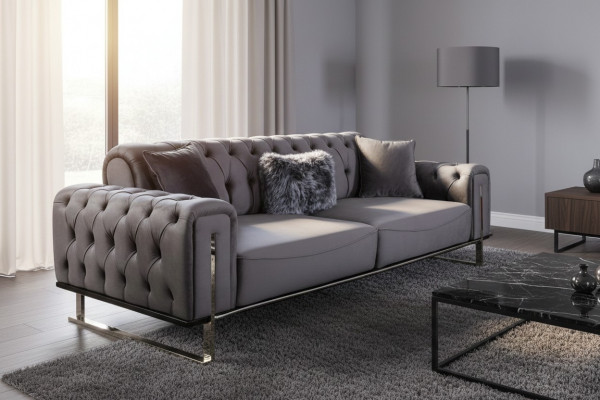 Luxus Chesterfield Sofa 3 Sëtz Plazen Gro Sofa Polster Textil Couchen