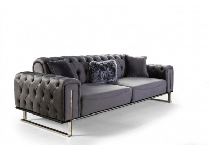 Luxus Chesterfield Sofa 3 Sëtz Plazen Gro Sofa Polster Textil Couchen