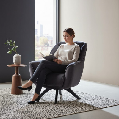 Sëtzgeleeënheet Modern Schwaarz Faarf Wunnzëmmer Textil Luxus Design Miwwelen