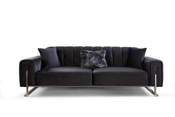 Designer Canapé 3 Plazen Modern Miwwelen Schwarz 240cm Grouss xxl Wunnzëmmer