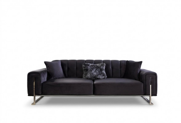 Designer Canapé 3 Plazen Modern Miwwelen Schwarz 240cm Grouss xxl Wunnzëmmer