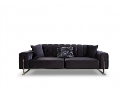 Designer Canapé 3 Plazen Modern Miwwelen Schwarz 240cm Grouss xxl Wunnzëmmer