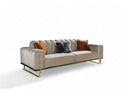 Sofa 3-Sëtz Modern Miwwelen Beige Faarf Wunnzëmmer Luxus Couchen 240cm