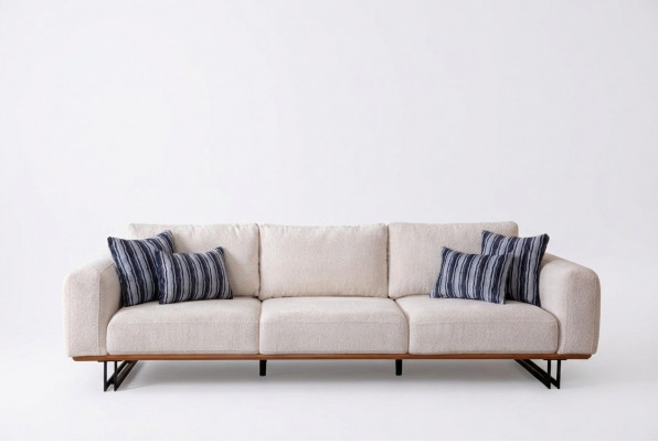 Designer 4-Sëtzer Sofa Modern Miwwelen Wäiss Faarf am Stil Wunnzëmmer