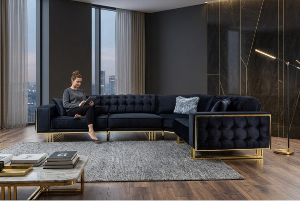 Exklusivt Eckcouch Modern L-Form Designer Stil Miwwel Wunnzëmmer Eckgarnitur