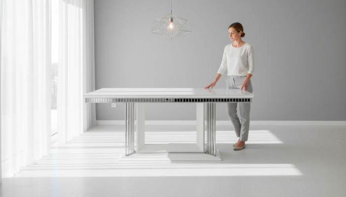 Exklusiven Designer Iessdësch Modern Miwwelen am Iesszëmmer Wäissen Dësch 200x100