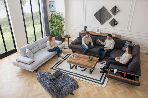 Stilvoll Set Wunnzëmmer Modern Sofagarnitur Eckgarnitur 3tlg Couchen