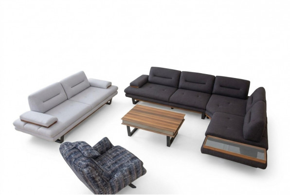 Stilvoll Set Wunnzëmmer Modern Sofagarnitur Eckgarnitur 3tlg Couchen
