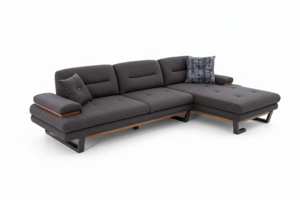 Stil Ecksofa L-Form Grau Luxus am Wunnzëmmer Designer Eckgarnitur Couchen