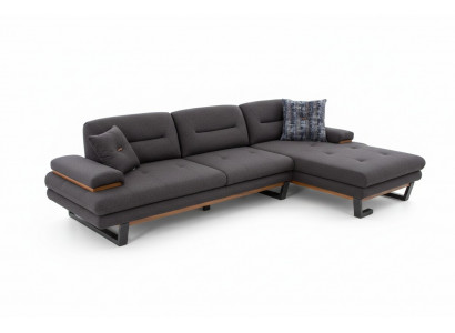 Stil Ecksofa L-Form Grau Luxus am Wunnzëmmer Designer Eckgarnitur Couchen