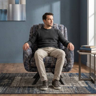 Sessell Modern Gro Livingraum Sëtzmooss Textil Luxus Design Miwwelen Lounge Club