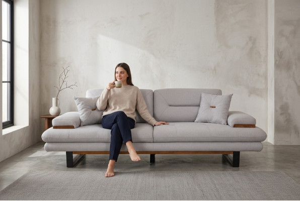 Designer gro Sofa 3 Sëtzer Modernen Stil Miwwel am Wunnzëmmer 238cm Couchen