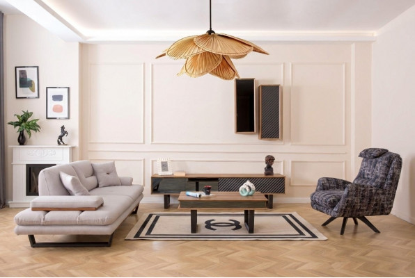 Design Sofagarnitur Couchtisch Sofa 6-teilleg Wunnzëmmer Set Luxus Miwwelen