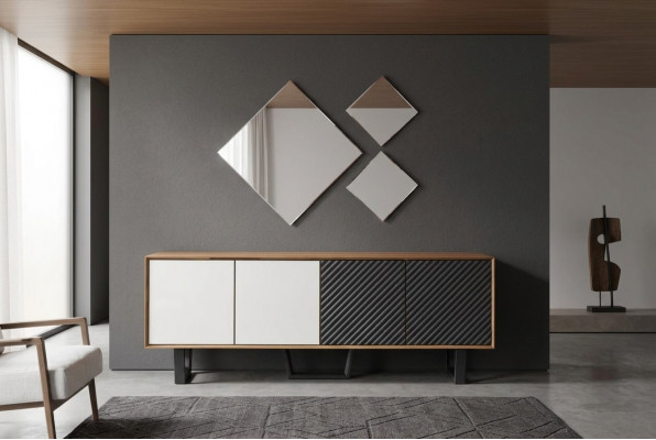 Modern Iesszëmmer Set Besteet aus 4-Stéck Sideboard mat 3x Spigel Neiheet
