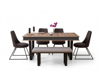 Iesszëmmer Set Iessdësch 4x Stull Bänk Sideboard Iessgrupp 3x Spigel 10tlg
