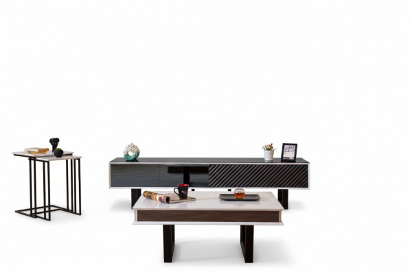 Modern Wunnzëmmer Set 6-Deeler TV-Stänner Design Mauerzalschränk Holz Ariichtung