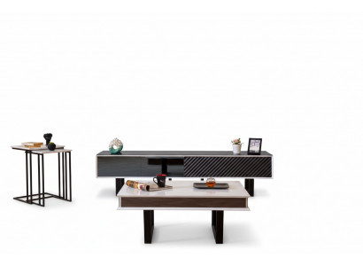 Modern Wunnzëmmer Set 6-Deeler TV-Stänner Design Mauerzalschränk Holz Ariichtung