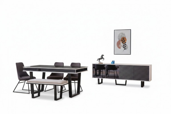 Designer Iesszëmmer Set 10tl Luxus Miwwelen stilvoll Iessgrupp Anrichte
