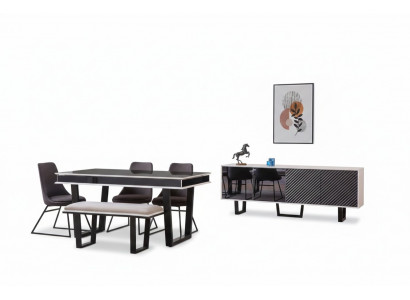 Designer Iesszëmmer Set 10tl Luxus Miwwelen stilvoll Iessgrupp Anrichte