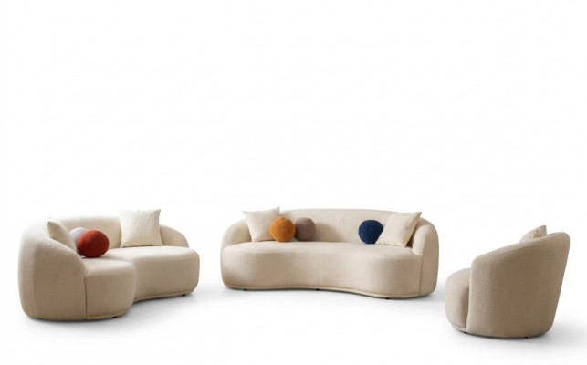 Wunnzëmmer Set 3tlg. Designer Sofagarnitur 4+3+1 Sëtz Wunnlandschaft