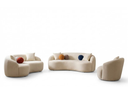 Wunnzëmmer Set 3tlg. Designer Sofagarnitur 4+3+1 Sëtz Wunnlandschaft