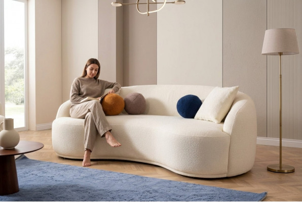 Design Couch Hallef-Ronn Couchen Luxus Sofa Polster Miwwelen 4 Sëtzer XXL grouss