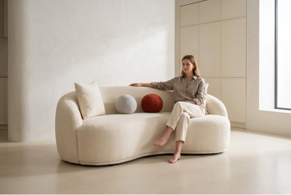 Modern Sofa 3-Sëtzer Designer Miwwelen Wäiss Faarf Stil Canapéen Sofas 230cm