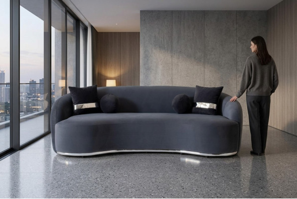 Designer Sofa 4-Sëtzschwaarzt Sofas Couchen Grouss XXL Sëtzmoebel 250cm