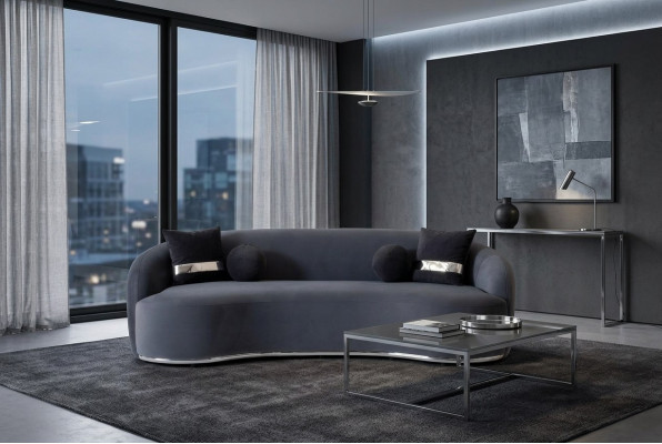 Designer Sofa 4-Sëtzschwaarzt Sofas Couchen Grouss XXL Sëtzmoebel 250cm