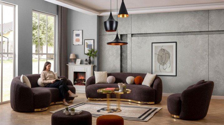Stil Wunnzëmmer Set Canapé Designer Sofagarnitur 4+3+1 Sëtz Miwwelen