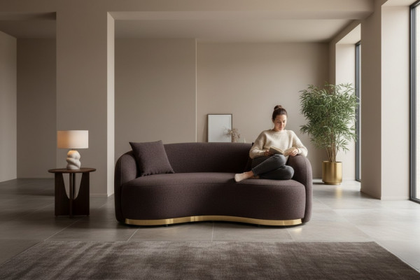 Wunnzëimmermiwwel Luxus Sofa 3 - Setzer Design Braun mëll Sofa Këssen Textil 230cm