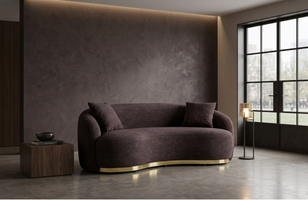 Wunnzëimmermiwwel Luxus Sofa 3 - Setzer Design Braun mëll Sofa Këssen Textil 230cm