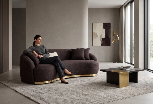 Designer Sofa 4 - Sëtzer Braun Faarf Neiheet am Wunnzëmmer Modern