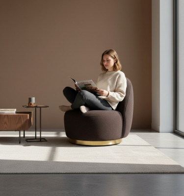 Sëtz Modern Braun Wunneng Textil Luxus Design Miwwel Lounge Club
